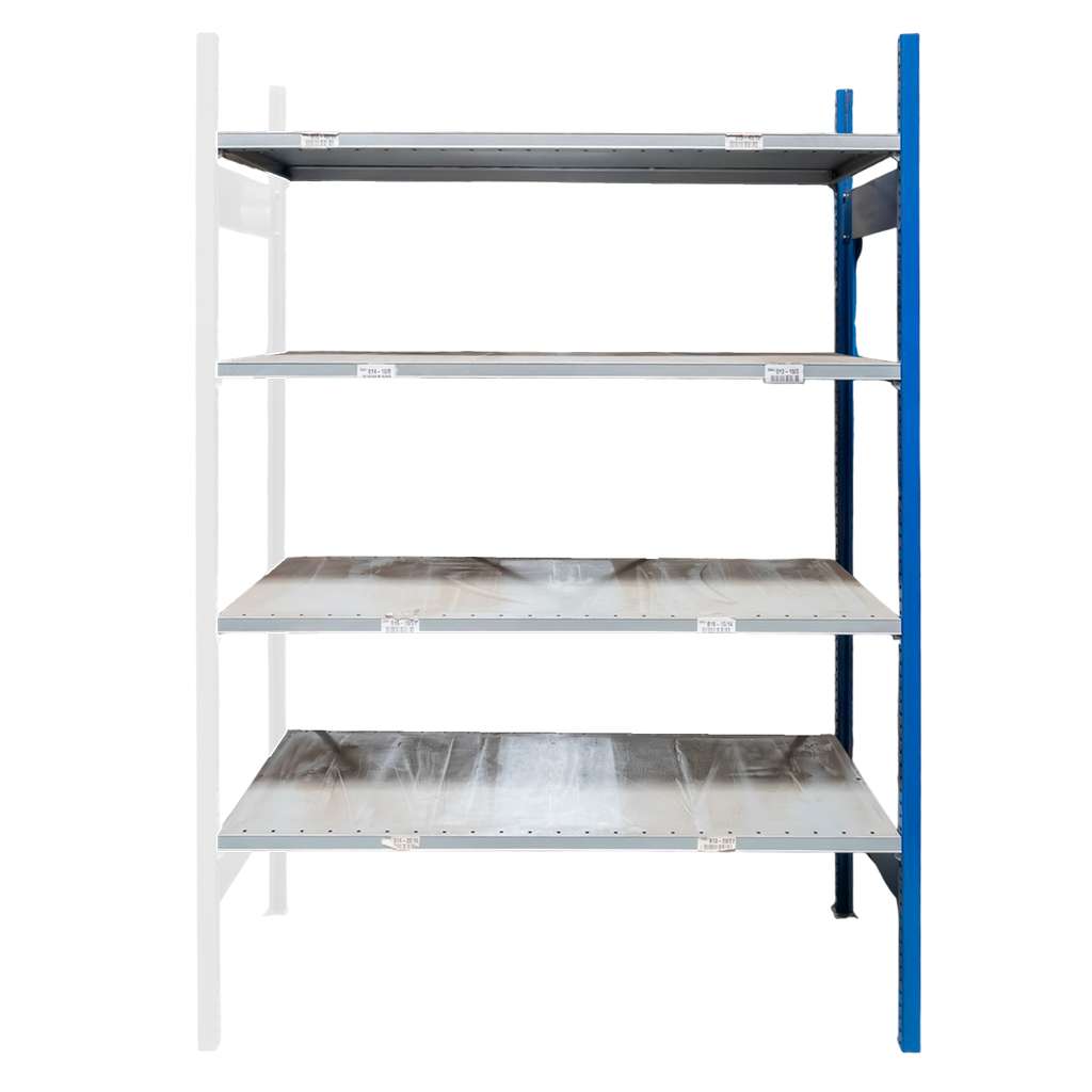 regał magazynowy półkowy, regał metalowy 4 półkowy STOW 200x130x60 cm moduł dostawny
