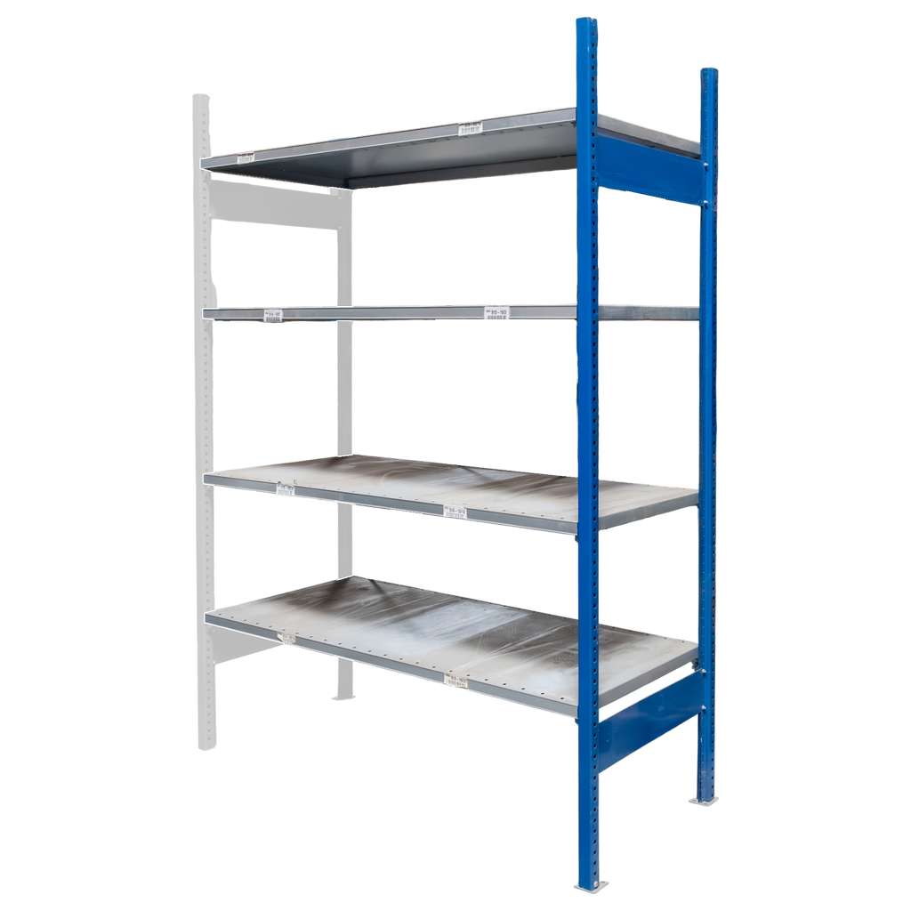 regał magazynowy półkowy, regał metalowy 4 półkowy STOW 200x130x60 cm moduł dostawny