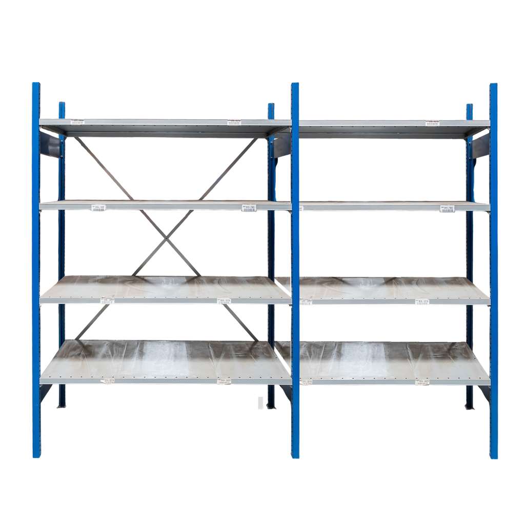 regał magazynowy półkowy, regał metalowy 4 półkowy STOW 200x267x60 cm zestaw
