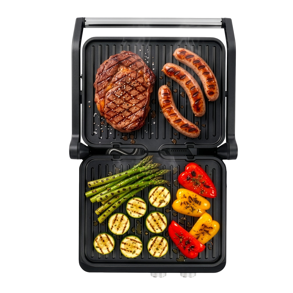 Grill elektryczny ryflowany kontaktowy BERGMANN AI001 2000W dwa pokrętła
