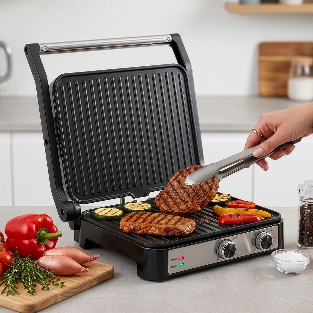 Grill elektryczny ryflowany kontaktowy BERGMANN AI001 2000W dwa pokrętła