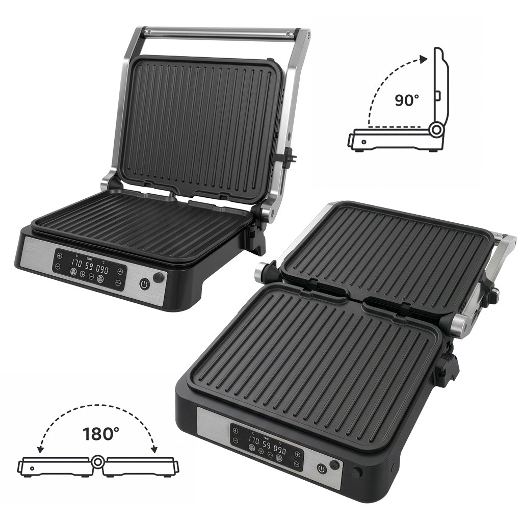 Grill elektryczny kontaktowy ryflowany BERGMANN AI002 2000W wyświetlacz LED