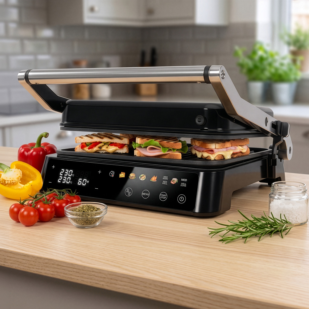 Grill elektryczny do domu BERGMANN AI003 2000W wyświetlacz LED 8 programów automatycznych