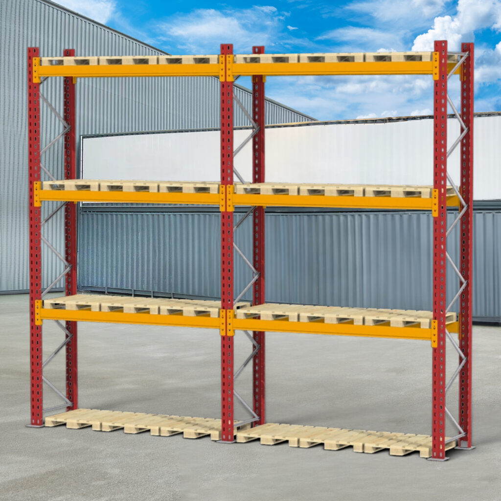Regały paletowe magazynowe, regał magazynowy paletowy DEXION H-480 cm L-546 cm 900 kg