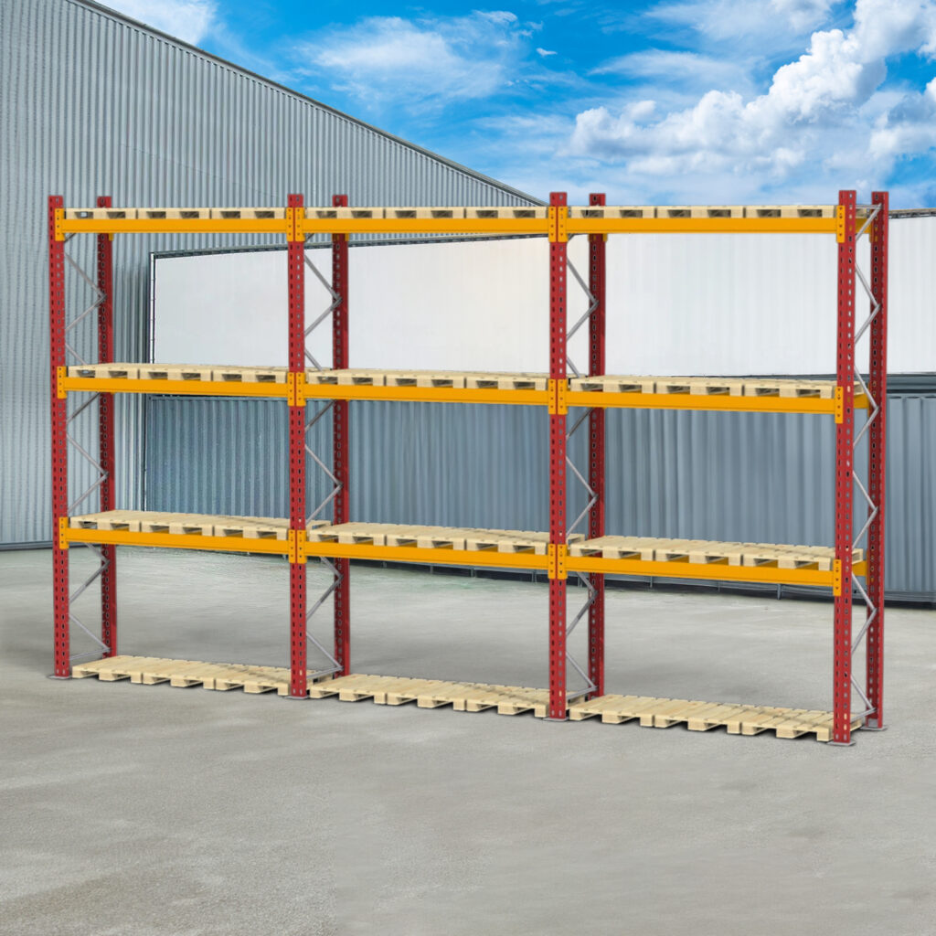 Regały paletowe magazynowe, regał magazynowy paletowy DEXION H-480 cm L-815 cm 900 kg
