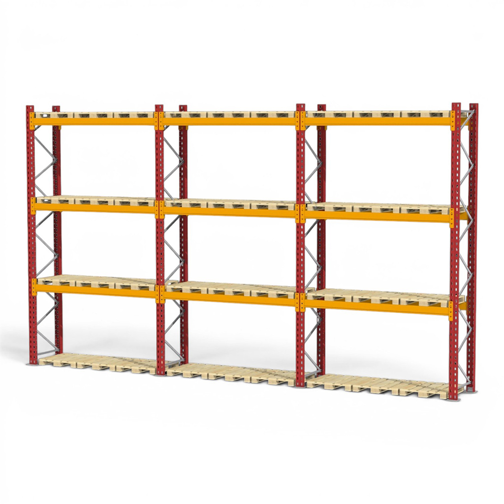 Regały paletowe magazynowe, regał magazynowy paletowy DEXION H-480 cm L-815 cm 900 kg
