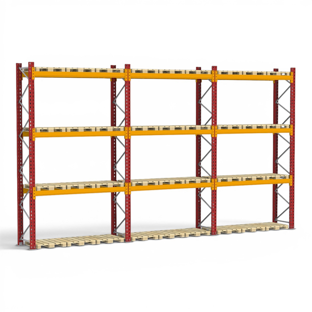 Regały paletowe magazynowe, regał magazynowy paletowy DEXION H-480 cm L-815 cm 900 kg