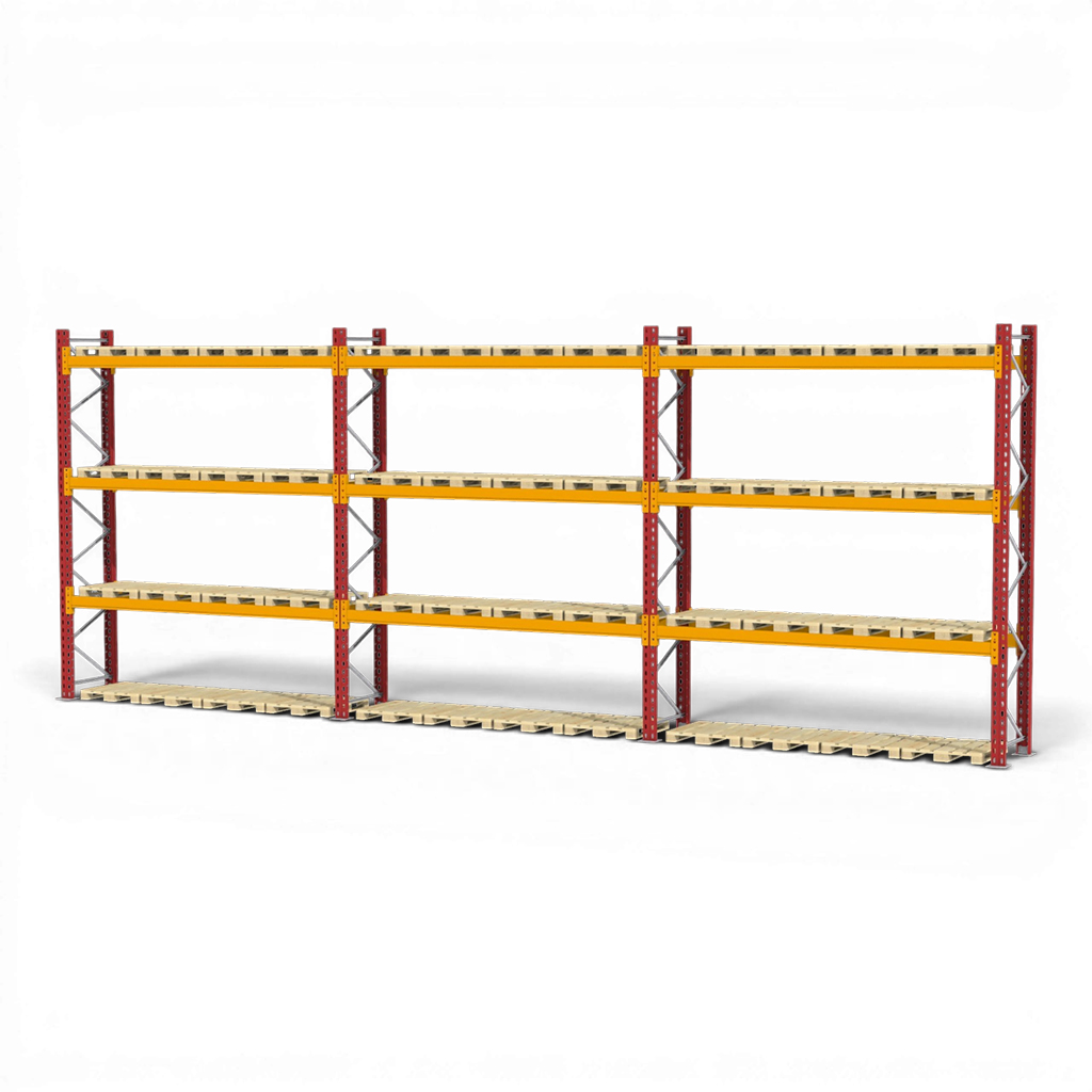 Regały paletowe magazynowe, regał magazynowy paletowy DEXION H-426 cm L-1109 cm 2000 kg