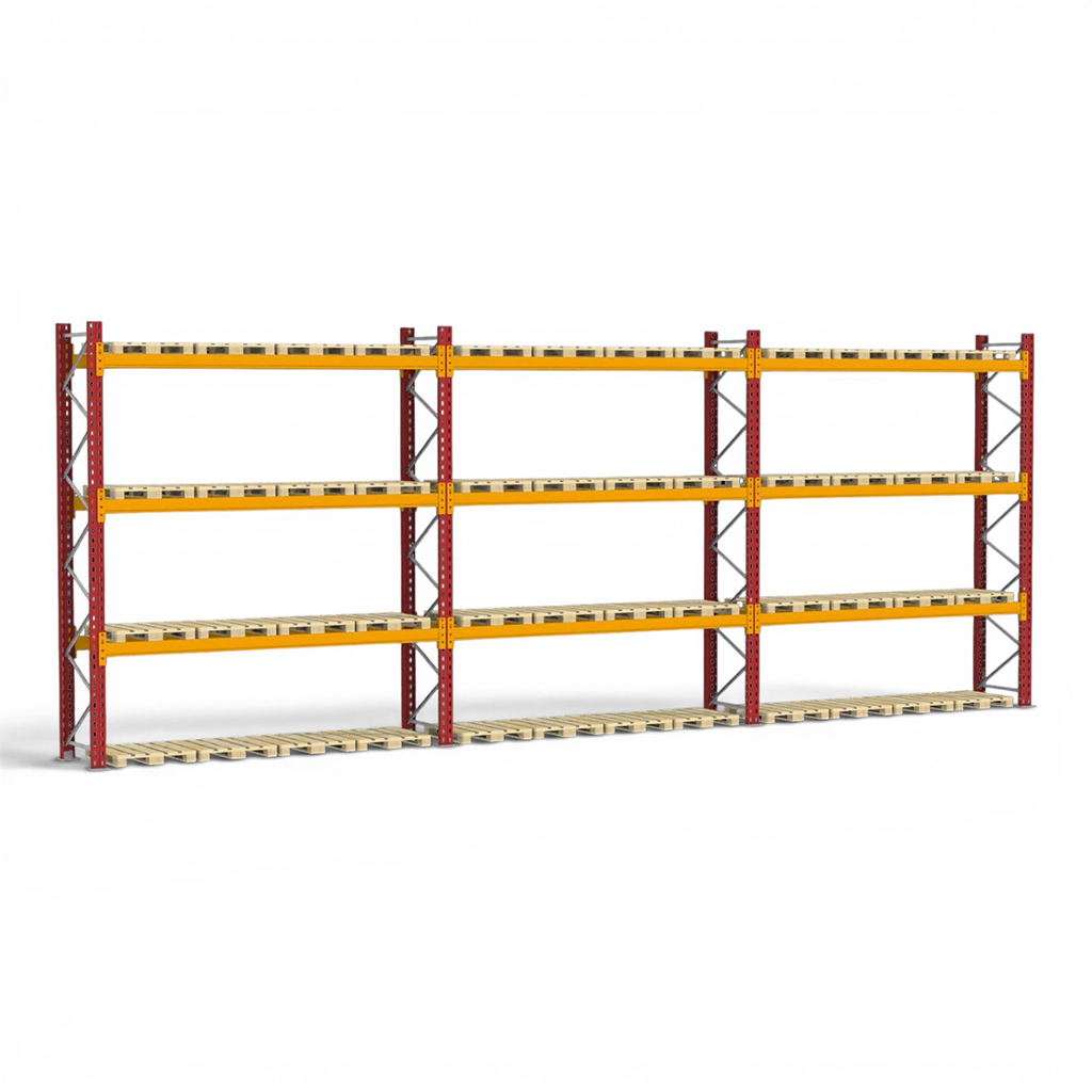 Regały paletowe magazynowe, regał magazynowy paletowy DEXION H-426 cm L-1109 cm 2000 kg