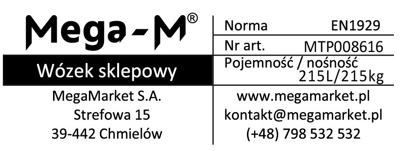 Wózek sklepowy zakupowy Mega-M YR 215L S-60 cm