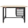 Stół warsztatowy z szafką narzędziową z 3 szufladami WERKBERG S-120 cm grafit/szary