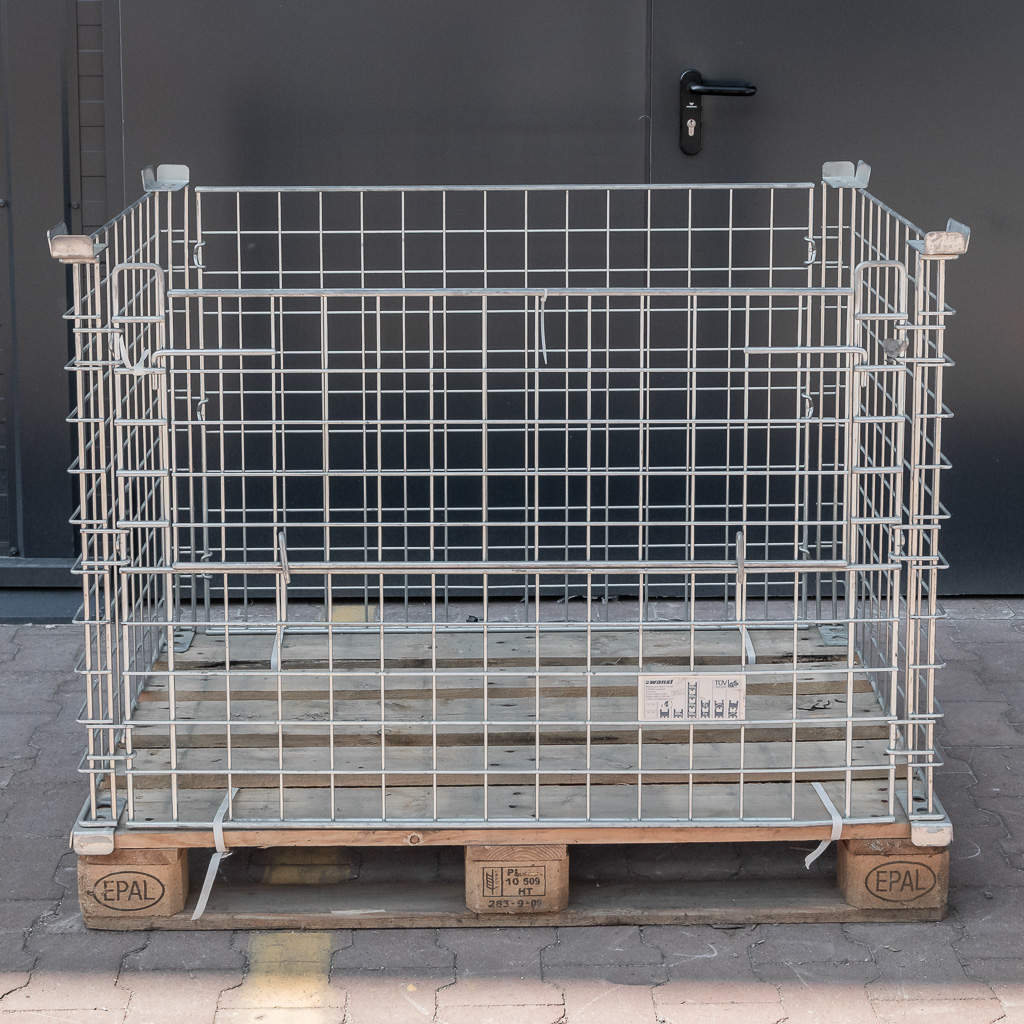 Gitterbox Kosz nadstawka na paletę 120x80 cm otwierany dłuższy bok używany (1)
