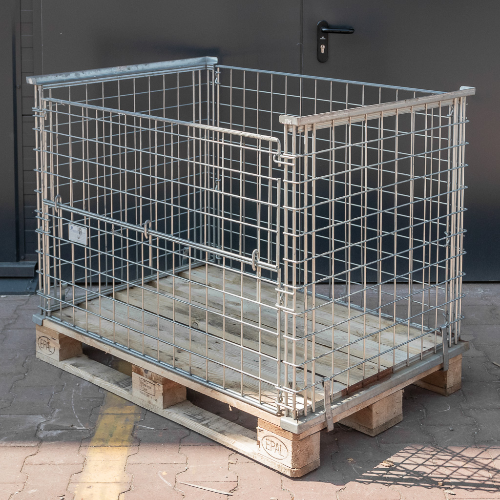 Gitterbox Kosz nadstawka na paletę z obramowaniem 120x80 cm otwierany dłuższy bok używany