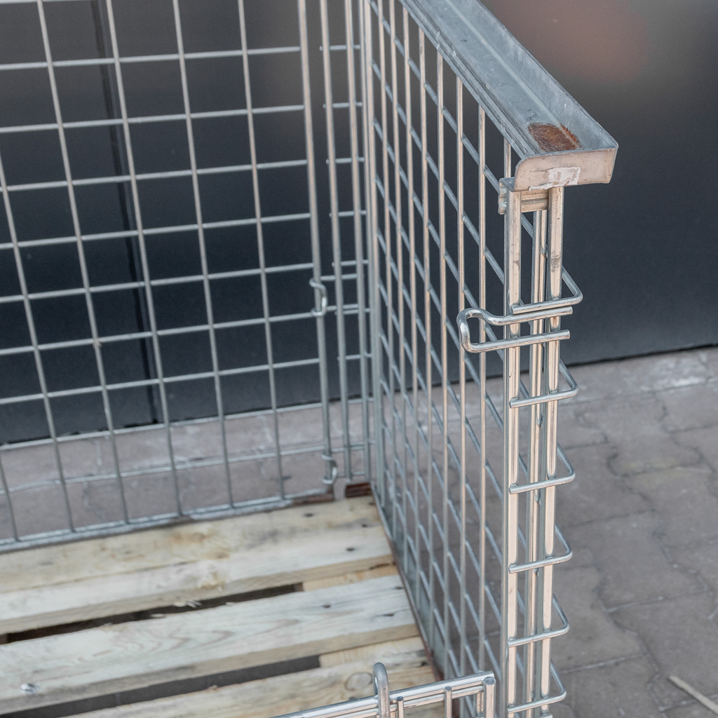 Gitterbox Kosz nadstawka na paletę z obramowaniem 120x80 cm otwierany dłuższy bok używany