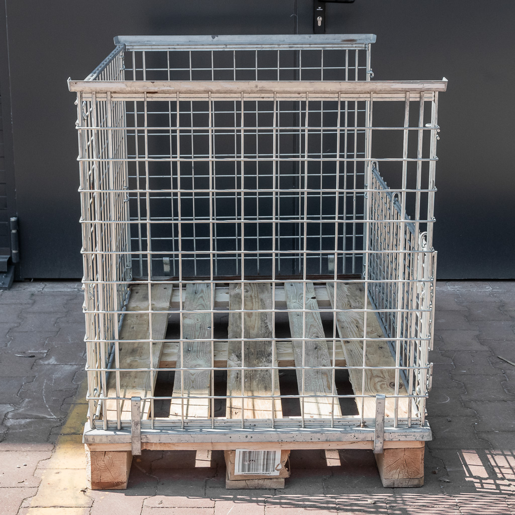 Gitterbox Kosz nadstawka na paletę z obramowaniem 120x80 cm otwierany dłuższy bok używany
