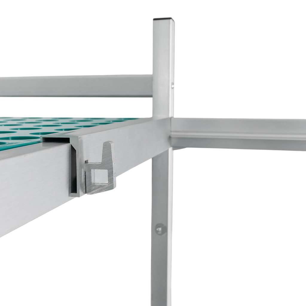 Regał aluminiowy Mega-M ALUFRI 4 półki z tworzywa sztucznego PP G-39 cm H-180 cm narożny