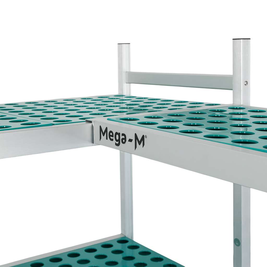 Regał aluminiowy Mega-M ALUFRI 4 półki z tworzywa sztucznego PP G-39 cm H-180 cm narożny MPP001906 i MPP001909