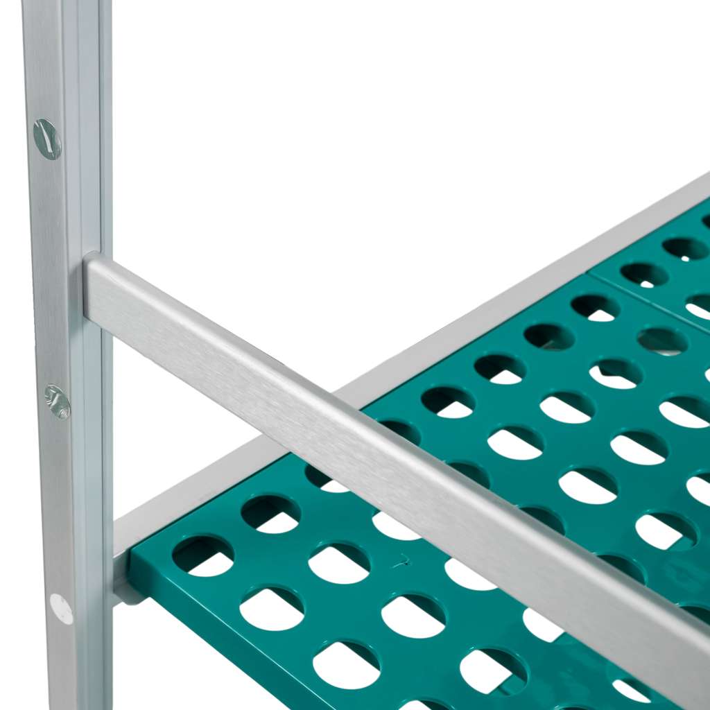 Regał aluminiowy Mega-M ALUFRI 4 półki z tworzywa sztucznego PP L-151 cm H-180 cm moduł dostawny