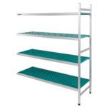 Zdjęcie produktu: Regał aluminiowy Mega-M ALUFRI 4 półki z tworzywa sztucznego PP L-151 cm G-50 cm H-180 cm moduł dostawny