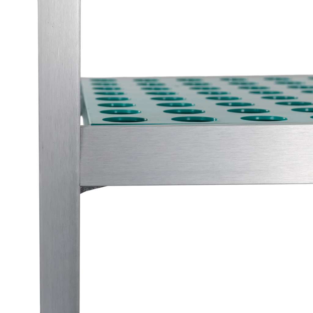 Regał aluminiowy Mega-M ALUFRI 4 półki z tworzywa sztucznego PP L-154 cm H-180 cm moduł bazowy
