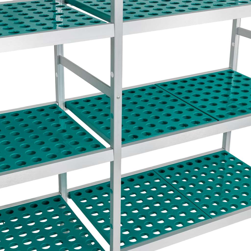 Regał aluminiowy Mega-M ALUFRI 4 półki z tworzywa sztucznego PP L-191 cm H-180 cm zestaw