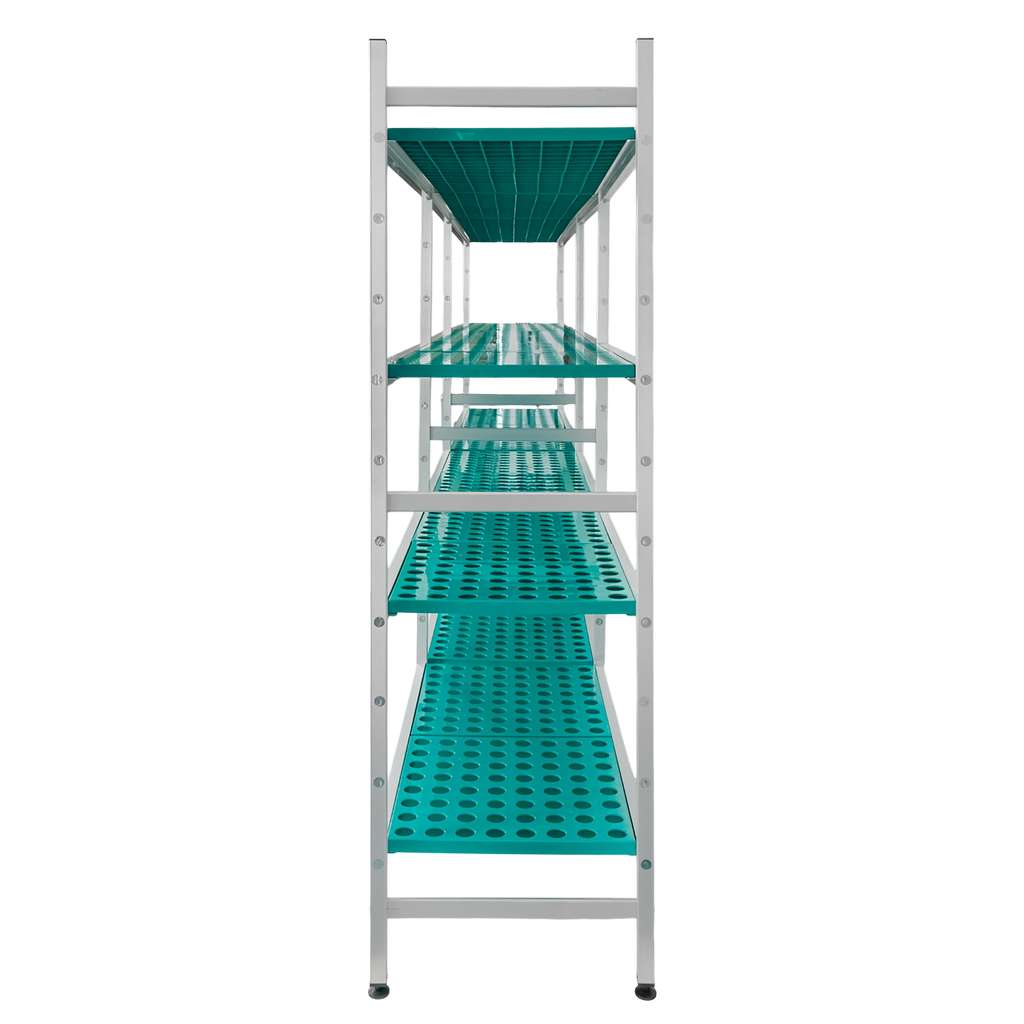 Regał aluminiowy Mega-M ALUFRI 4 półki z tworzywa sztucznego PP L-365 cm H-180 cm zestaw