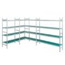 Regał aluminiowy Mega-M ALUFRI, 4 półki z tworzywa sztucznego PP, L 227x191 cm, G 39 cm, H 180 cm, narożny