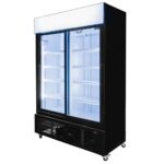 Zdjęcie produktu: Witryna chłodnicza 2-drzwiowa 1048L Mega-M RICO 2 i133 oświetlenie LED podświetlany górny plafon reklamowy drzwi przesuwne