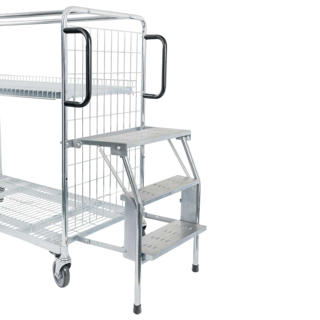 Wózek półkowy kompletacyjny FORKBERG PICKER H122 1 półka ocynk nośność 300 kg ze schodkami