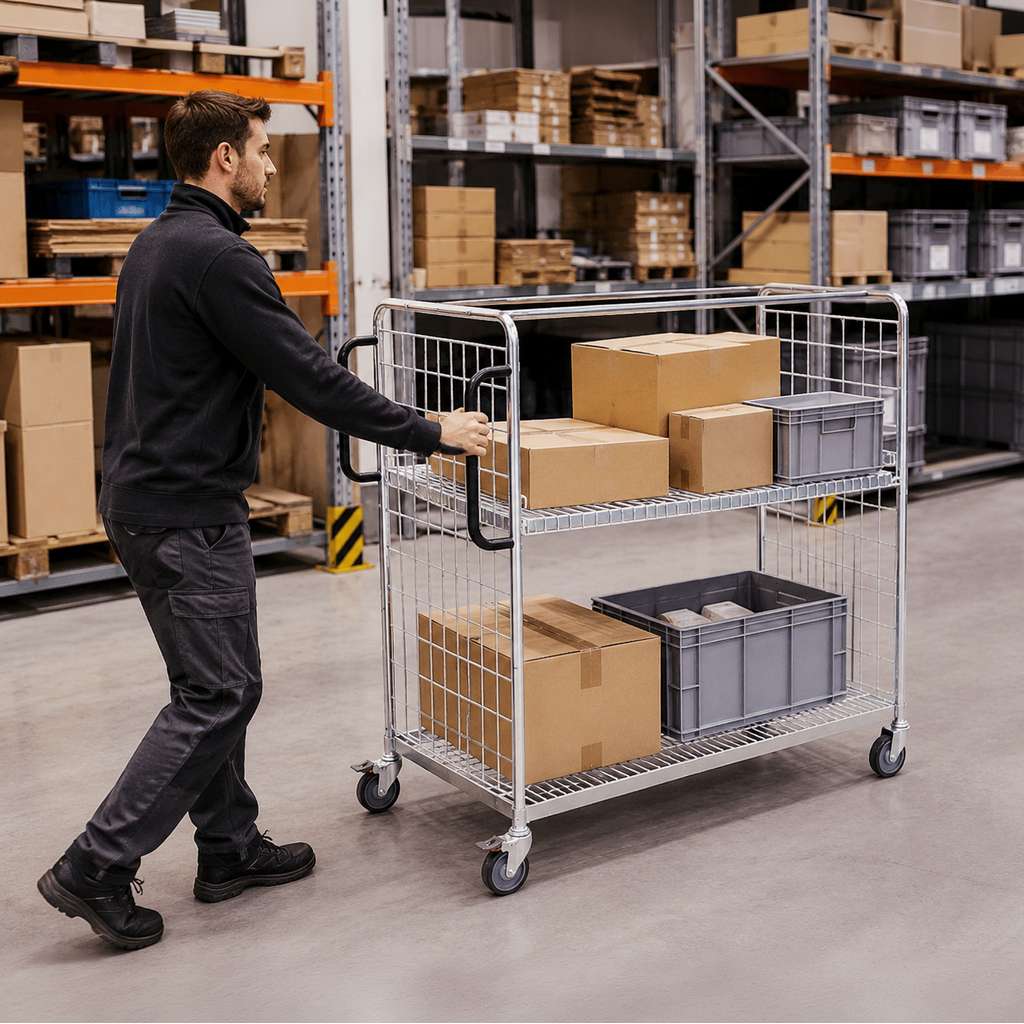 Wózek do konfekcjonowania zamówień FORKBERG PICKER H122 baza+1 półka ocynk nośność 300 kg