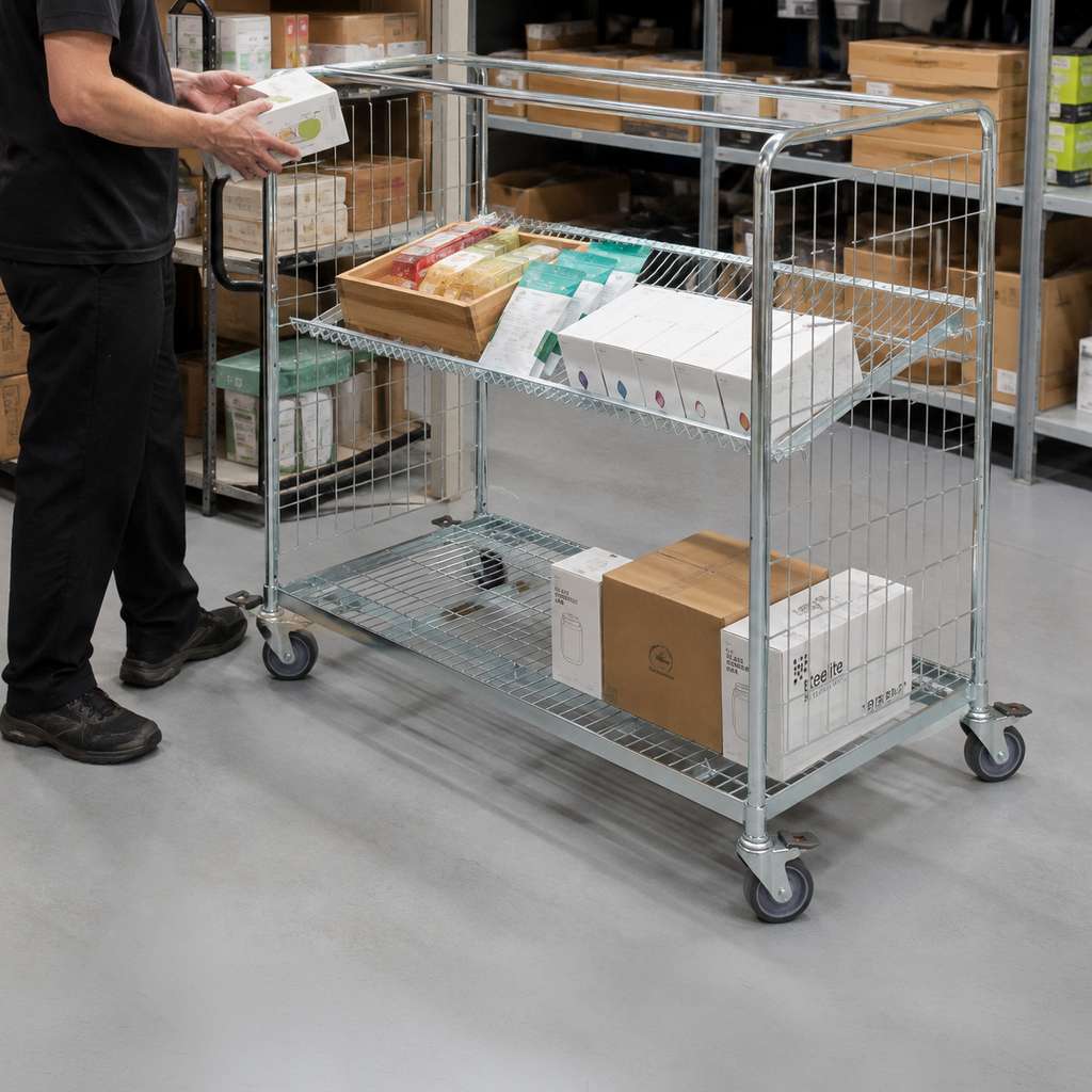 Wózek do konfekcjonowania zamówień FORKBERG PICKER H122 baza+1 półka ocynk nośność 300 kg