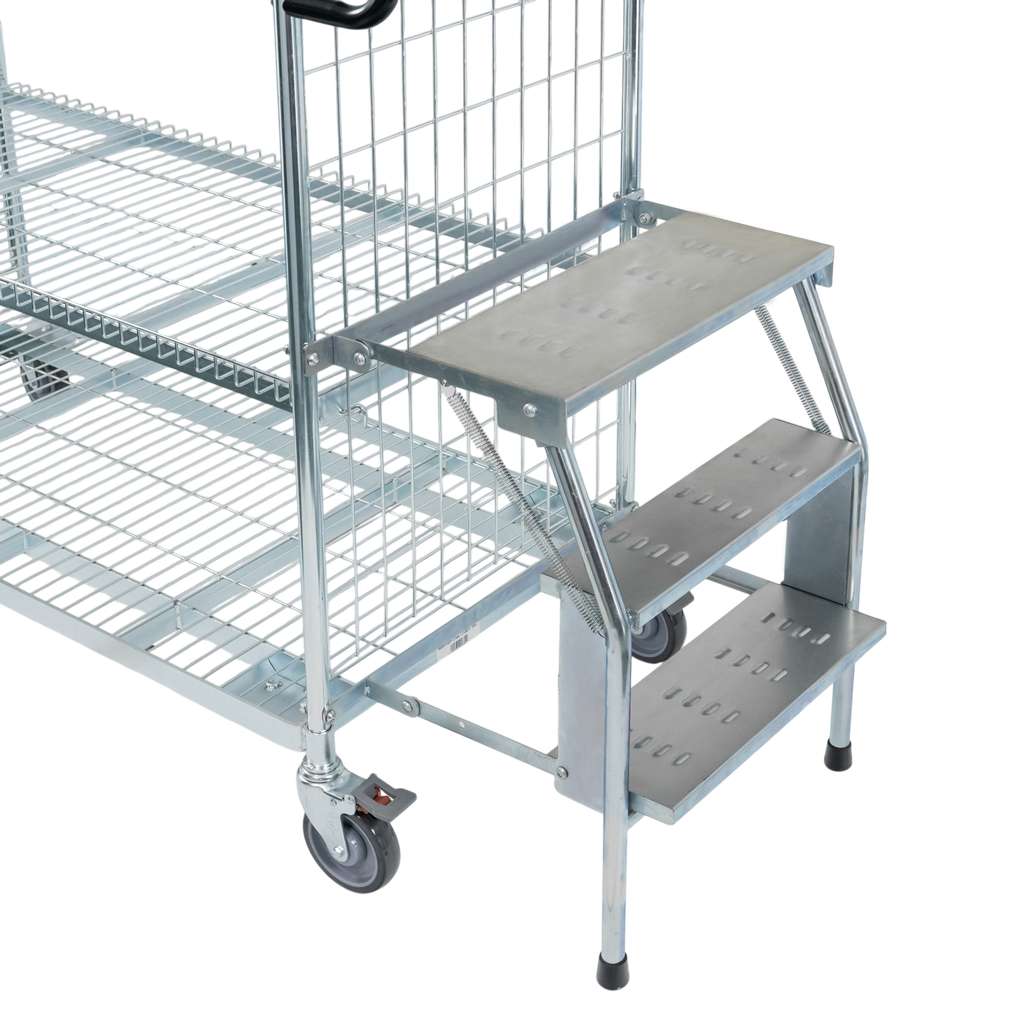 Wózek półkowy kompletacyjny FORKBERG PICKER H162 2 półki ocynk nośność 300 kg ze schodkami
