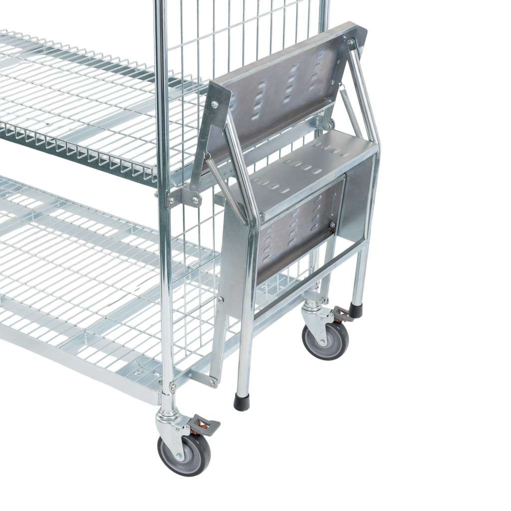 Wózek półkowy kompletacyjny FORKBERG PICKER H182 3 półki ocynk nośność 300 kg ze schodkami