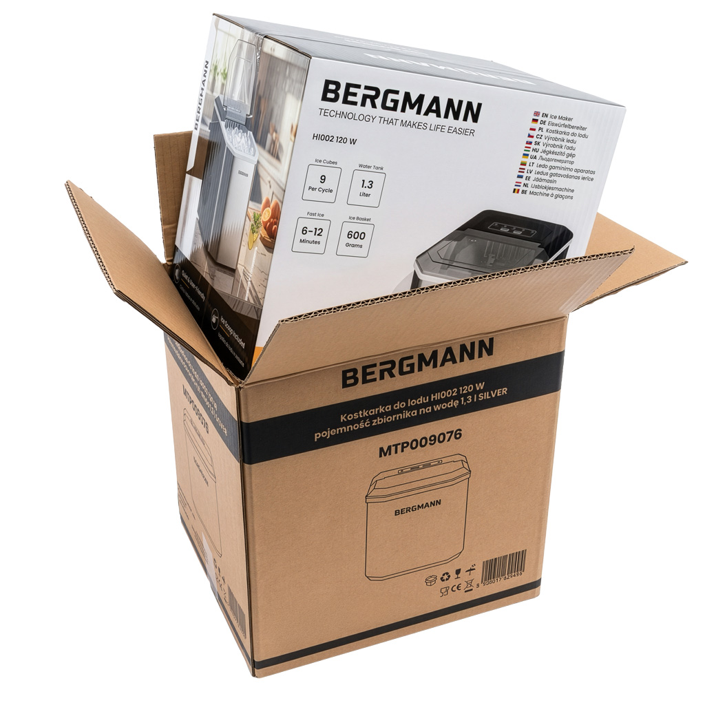 Kostkarka do lodu BERGMANN HI002 ze stali nierdzewnej , domowa kostkarka do lodu