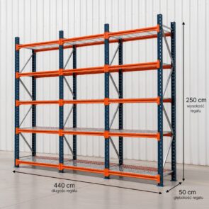 Zdjęcie produktu: Regał magazynowy 5-półkowy MECALUX M7 H-250 cm L-440 cm G-50 cm zestaw