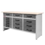 Zdjęcie produktu: Stół warsztatowy z 15 szufladami WERKBERG HANDYMAN S-160 cm G-60 cm H-85 cm grafit/szary