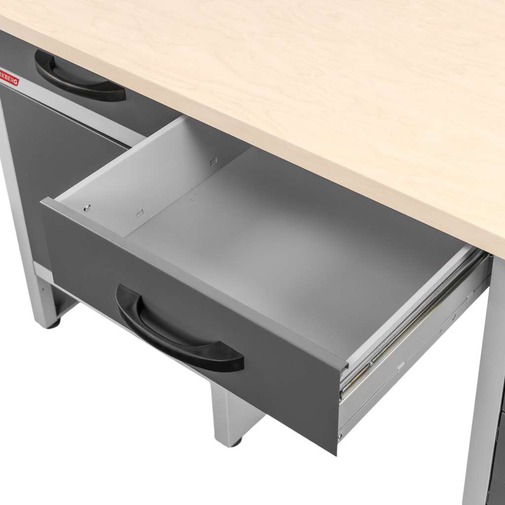 Stół warsztatowy z 6 szufladami 1 szafką zamykaną WERKBERG HANDYMAN S-160 cm G-60 cm H-85 cm grafit