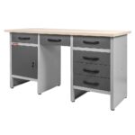 Zdjęcie produktu: Stół warsztatowy z 6 szufladami 1 szafką zamykaną WERKBERG HANDYMAN S-160 cm G-60 cm H-85 cm grafit/szary