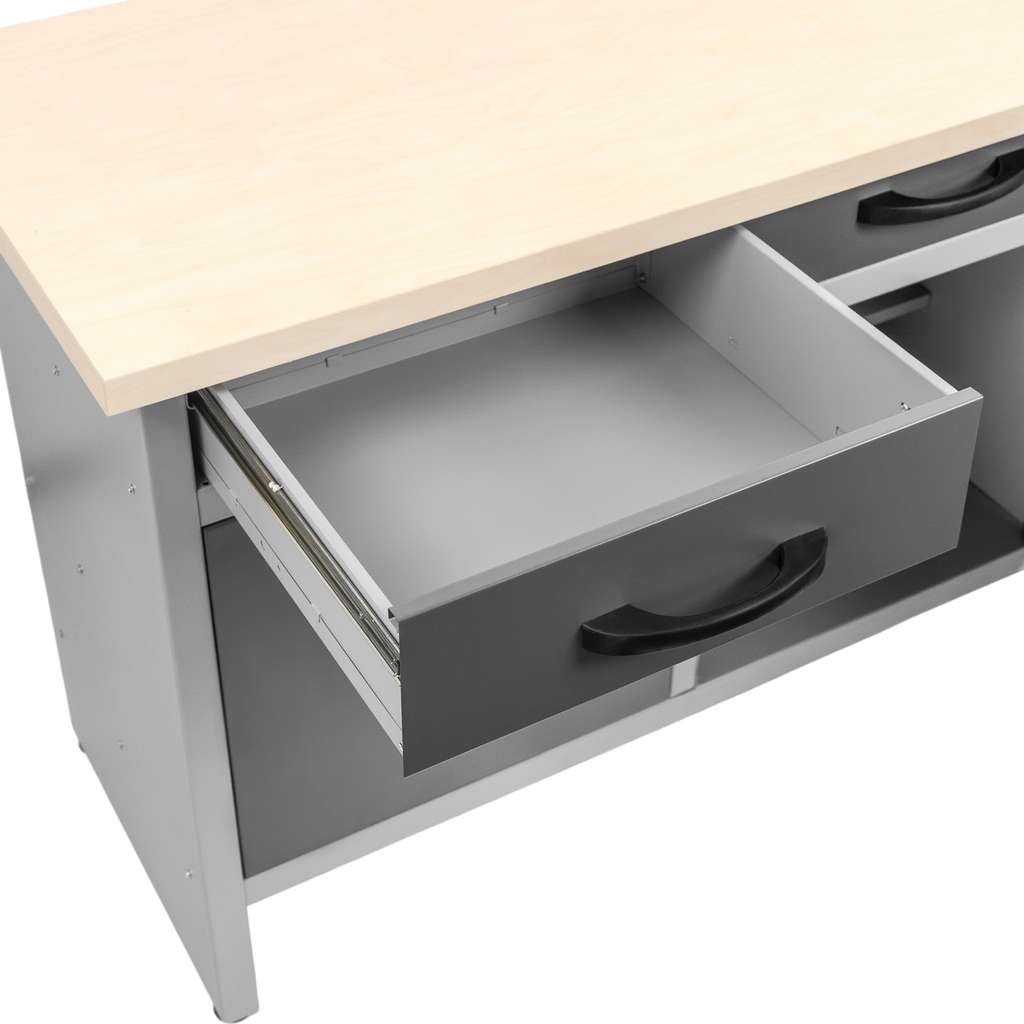 Stół warsztatowy z 6 szufladami i 2 szafkami zamykanymi WERKBERG HANDYMAN S-160 cm G-60 cm H-85 cm grafit