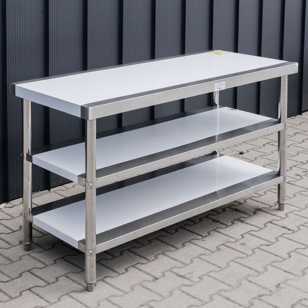 stół gastronomiczny, stół roboczy do kuchni, stół centralny z półką, meble ze stali nierdzewnej, stół ze stali nierdzewnej
